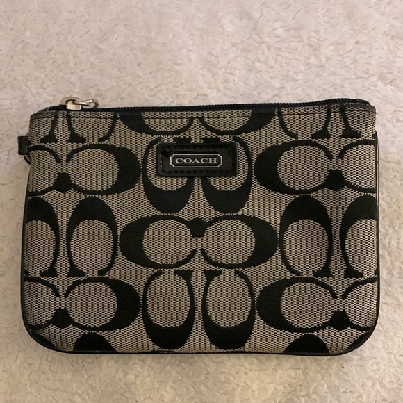 Coach Handbags - Canvas grey and black Coach wristlet